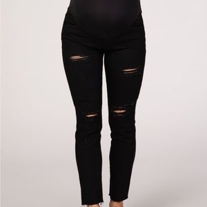 PinkBlush Black Distressed Maternity Jeans